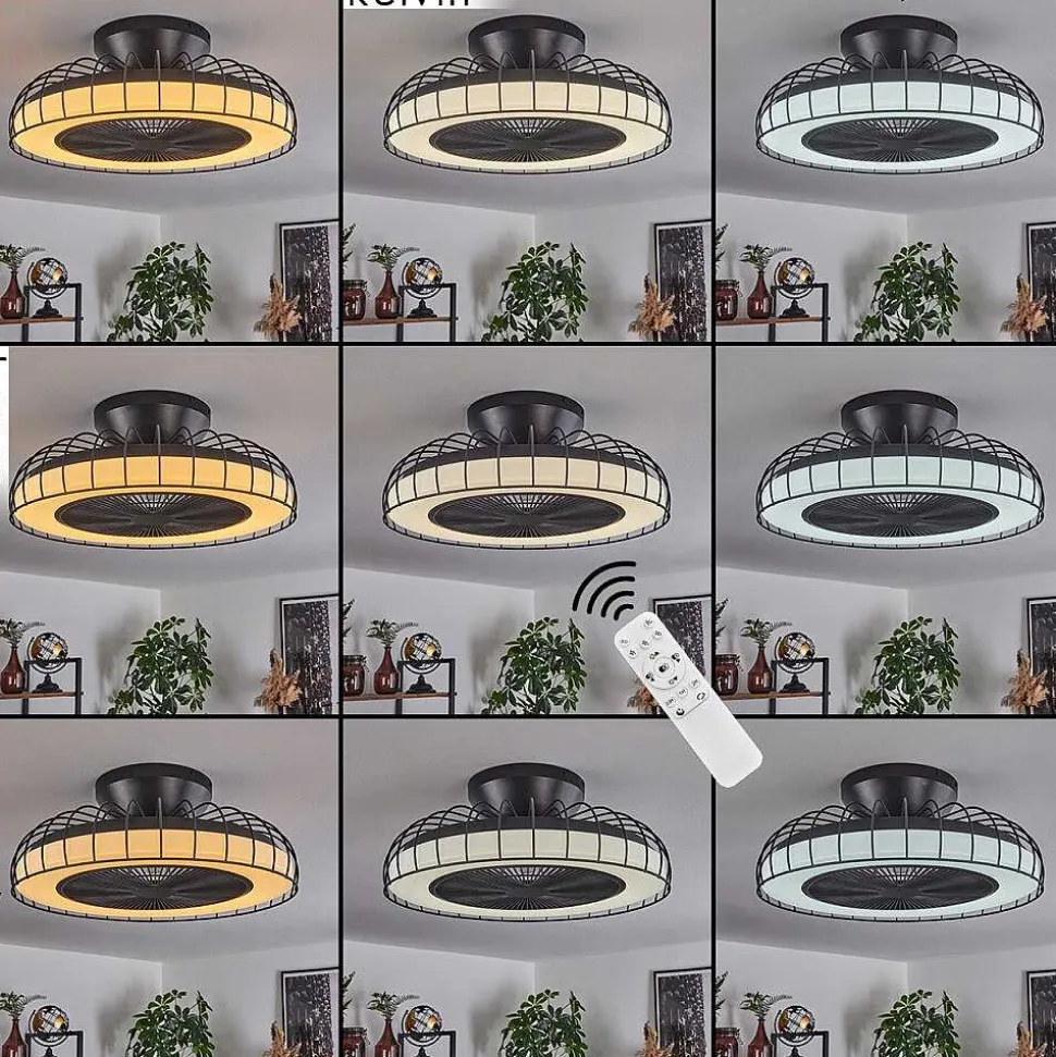 Ventilateur De Plafond Burmeister Led Noir, 1 Lumiere, Telecommandes