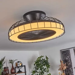 Ventilateur De Plafond Burmeister Led Noir, 1 Lumiere, Telecommandes