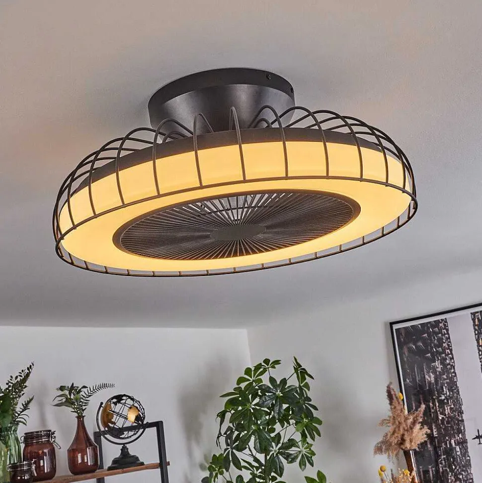 Ventilateur De Plafond Burmeister Led Noir, 1 Lumiere, Telecommandes