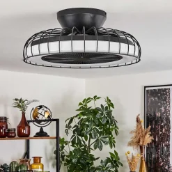 Ventilateur De Plafond Burmeister Led Noir, 1 Lumiere, Telecommandes