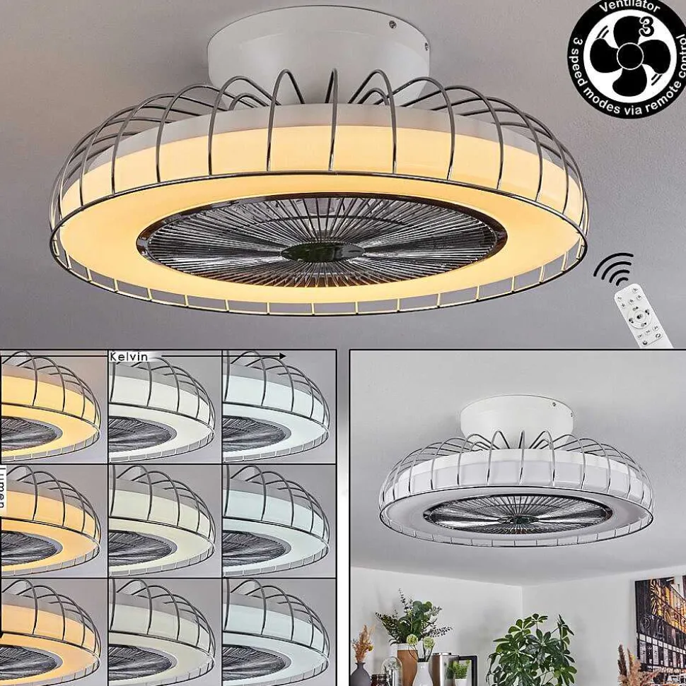 Ventilateur De Plafond Burmeister Led Blanc, 1 Lumiere, Telecommandes