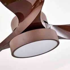 Ventilateur De Plafond Doha Led Brun, 1 Lumiere, Telecommandes