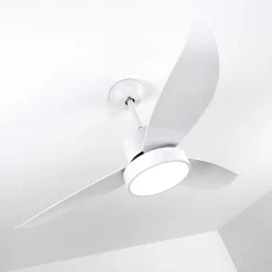 Ventilateur De Plafond Doha Led Blanc, 1 Lumiere, Telecommandes