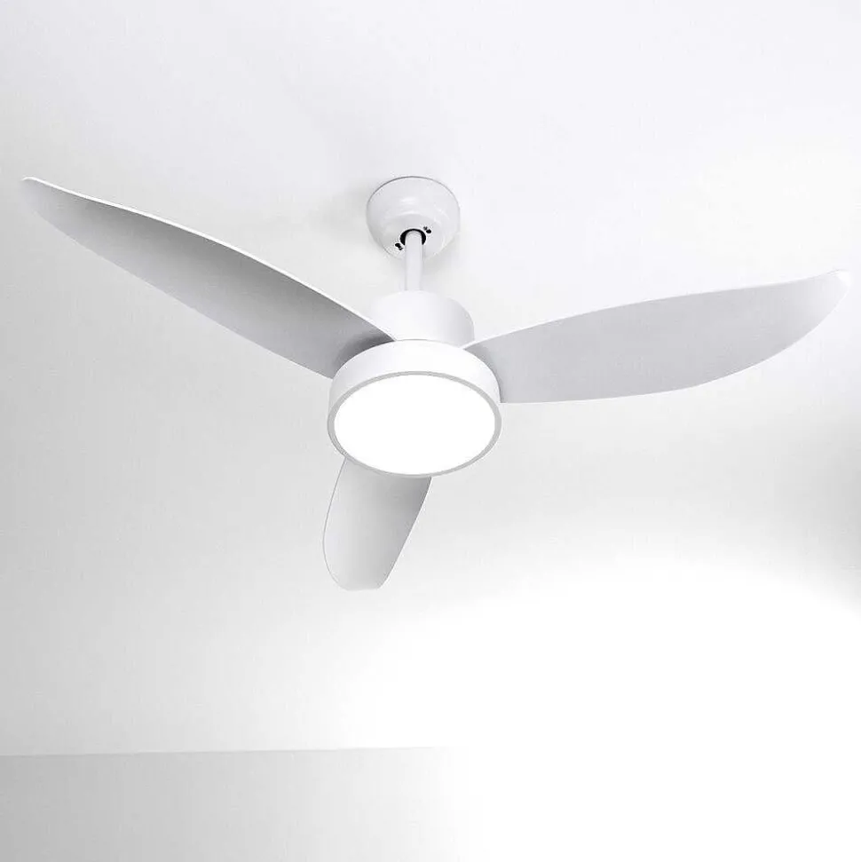 Ventilateur De Plafond Doha Led Blanc, 1 Lumiere, Telecommandes