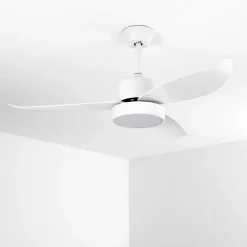 Ventilateur De Plafond Doha Led Blanc, 1 Lumiere, Telecommandes