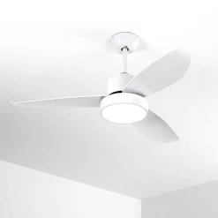 Ventilateur De Plafond Doha Led Blanc, 1 Lumiere, Telecommandes