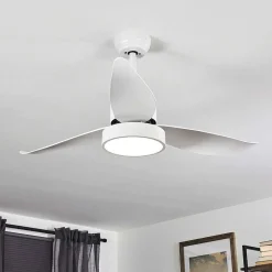Ventilateur De Plafond Doha Led Blanc, 1 Lumiere, Telecommandes