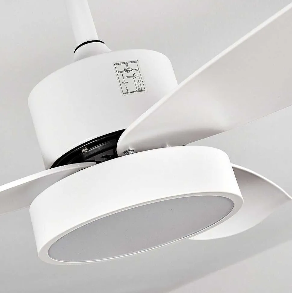 Ventilateur De Plafond Doha Led Blanc, 1 Lumiere, Telecommandes