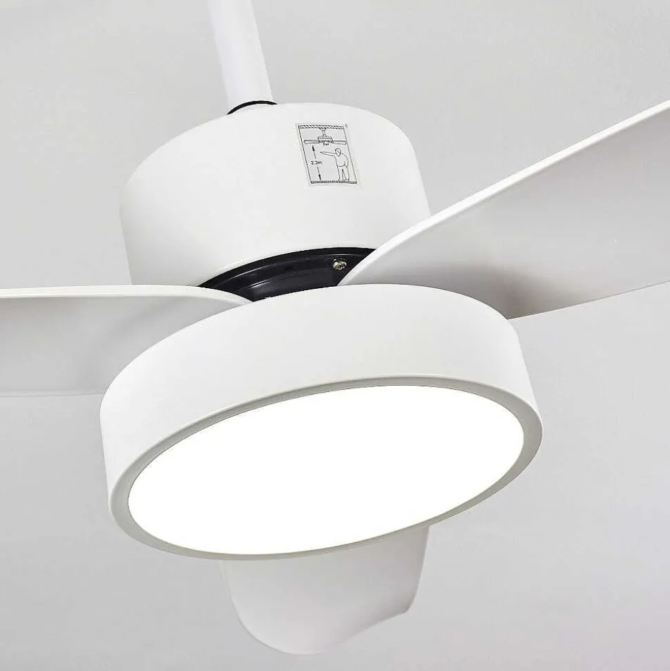 Ventilateur De Plafond Doha Led Blanc, 1 Lumiere, Telecommandes