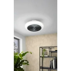 Ventilateur De Plafond Eglo Sayulita Led Noir, Blanc, 3 Lumieres