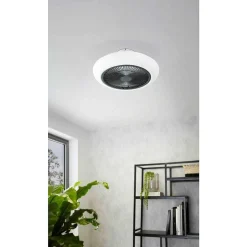 Ventilateur De Plafond Eglo Sayulita Led Noir, Blanc, 3 Lumieres