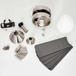 Ventilateur De Plafond Ellmau Chrome, Gris, Blanc, 1 Lumiere