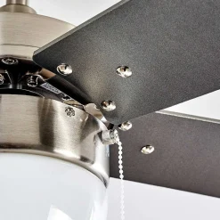 Ventilateur De Plafond Ellmau Chrome, Gris, Blanc, 1 Lumiere