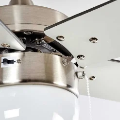 Ventilateur De Plafond Ellmau Chrome, Gris, Blanc, 1 Lumiere