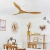 Ventilateur De Plafond Follseland Brun Clair, Couleur Bois, Blanc, Telecommandes