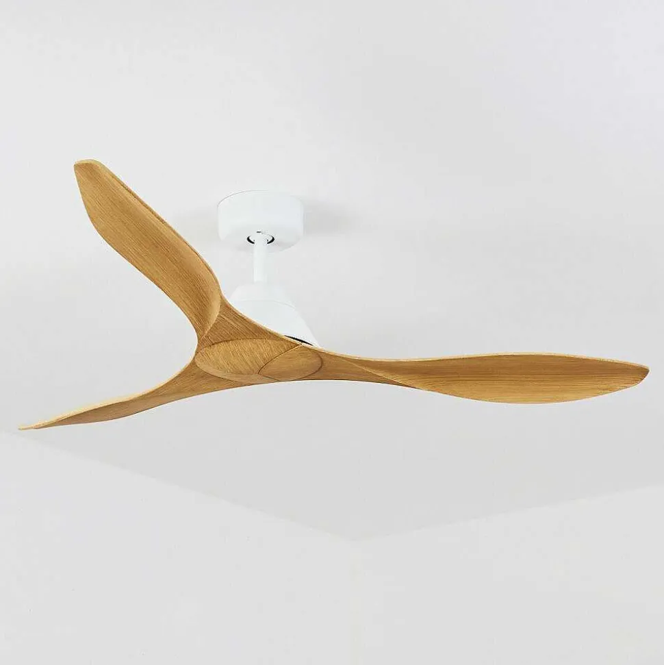 Ventilateur De Plafond Follseland Brun Clair, Couleur Bois, Blanc, Telecommandes