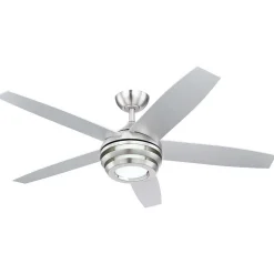Ventilateur De Plafond Globo Viviana Led Nickel Mat, 1 Lumiere, Telecommandes