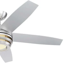 Ventilateur De Plafond Globo Viviana Led Nickel Mat, 1 Lumiere, Telecommandes