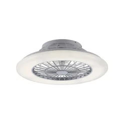 Ventilateur De Plafond Leuchten-Direkt Patrick Led Argente, 1 Lumiere, Telecommandes, Changeur De Couleurs