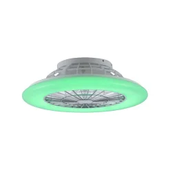 Ventilateur De Plafond Leuchten-Direkt Patrick Led Argente, 1 Lumiere, Telecommandes, Changeur De Couleurs