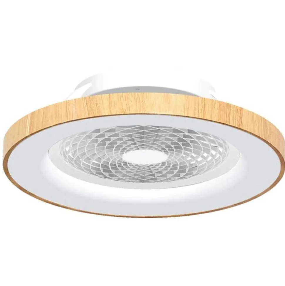 Ventilateur De Plafond Mantra Tibet Led Bois Fonce, Blanc, 1 Lumiere, Telecommandes