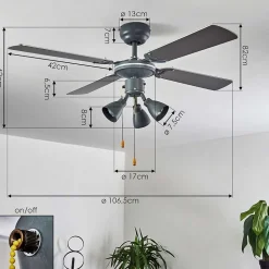 Ventilateur De Plafond Marigliano Gris, Argente