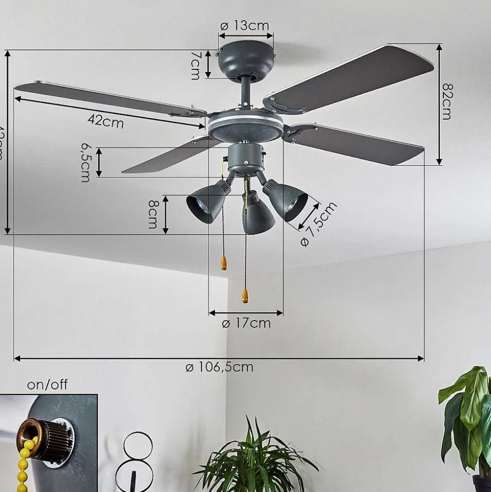 Ventilateur De Plafond Marigliano Gris, Argente