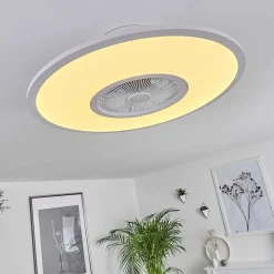 Ventilateur De Plafond Marmorta Led Blanc, 1 Lumiere, Telecommandes