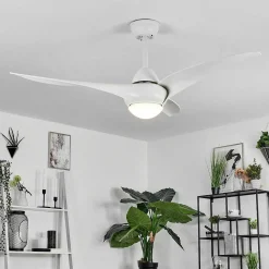 Ventilateur De Plafond Malloa Led Blanc, 1 Lumiere, Telecommandes