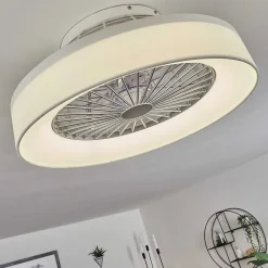 Ventilateur De Plafond Moli Led Blanc, 1 Lumiere, Telecommandes