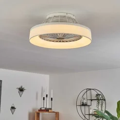 Ventilateur De Plafond Moli Led Blanc, 1 Lumiere, Telecommandes