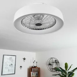 Ventilateur De Plafond Moli Led Blanc, 1 Lumiere, Telecommandes