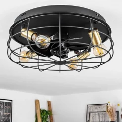 Ventilateur De Plafond Moscavide Laiton, Noir, 4 Lumieres, Telecommandes