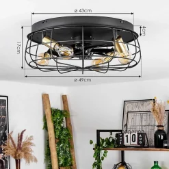 Ventilateur De Plafond Moscavide Laiton, Noir, 4 Lumieres, Telecommandes