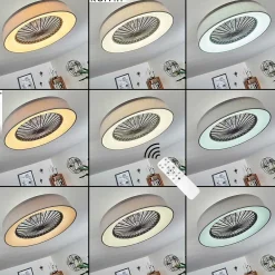 Ventilateur De Plafond Moli Led Gris, Blanc, 1 Lumiere, Telecommandes
