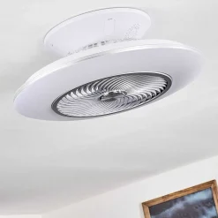 Ventilateur De Plafond Nagoya Led Blanc, 1 Lumiere, Telecommandes