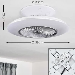 Ventilateur De Plafond Nagoya Led Blanc, 1 Lumiere, Telecommandes