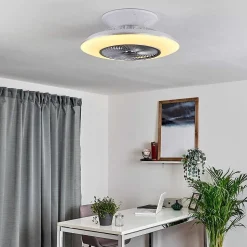 Ventilateur De Plafond Nagoya Led Blanc, 1 Lumiere, Telecommandes
