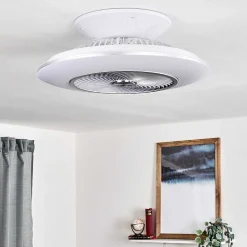 Ventilateur De Plafond Nagoya Led Blanc, 1 Lumiere, Telecommandes