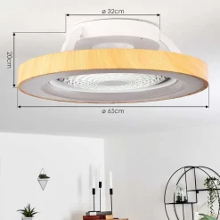 Ventilateur De Plafond Penon Led Blanc, 1 Lumiere, Telecommandes