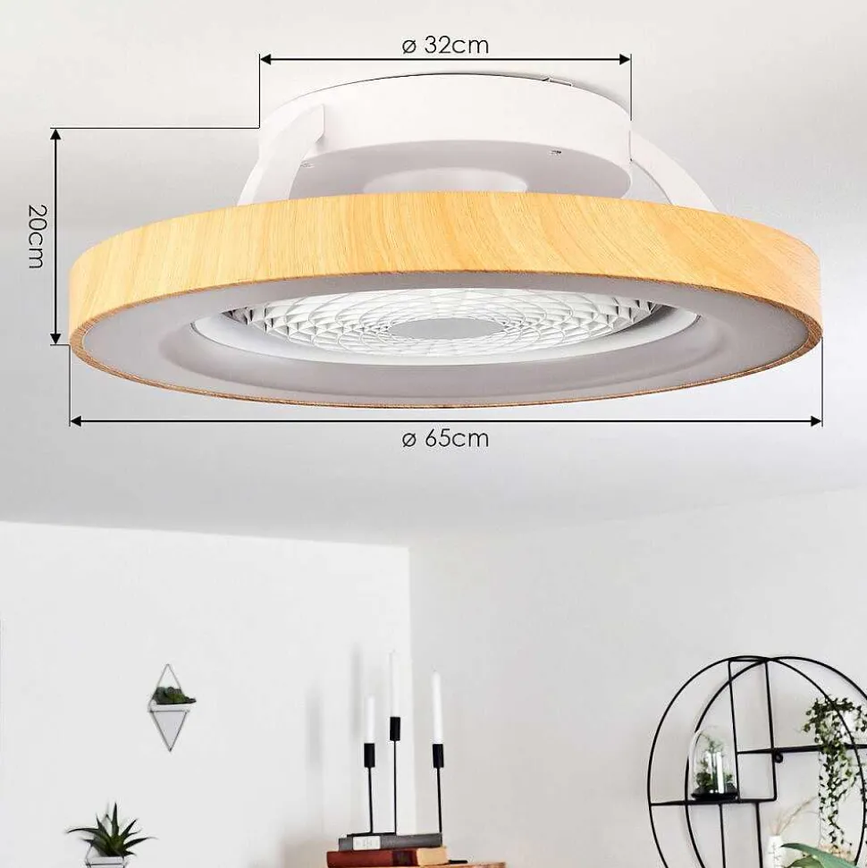 Ventilateur De Plafond Penon Led Blanc, 1 Lumiere, Telecommandes