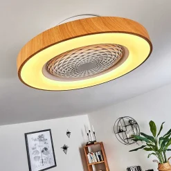 Ventilateur De Plafond Penon Led Blanc, 1 Lumiere, Telecommandes