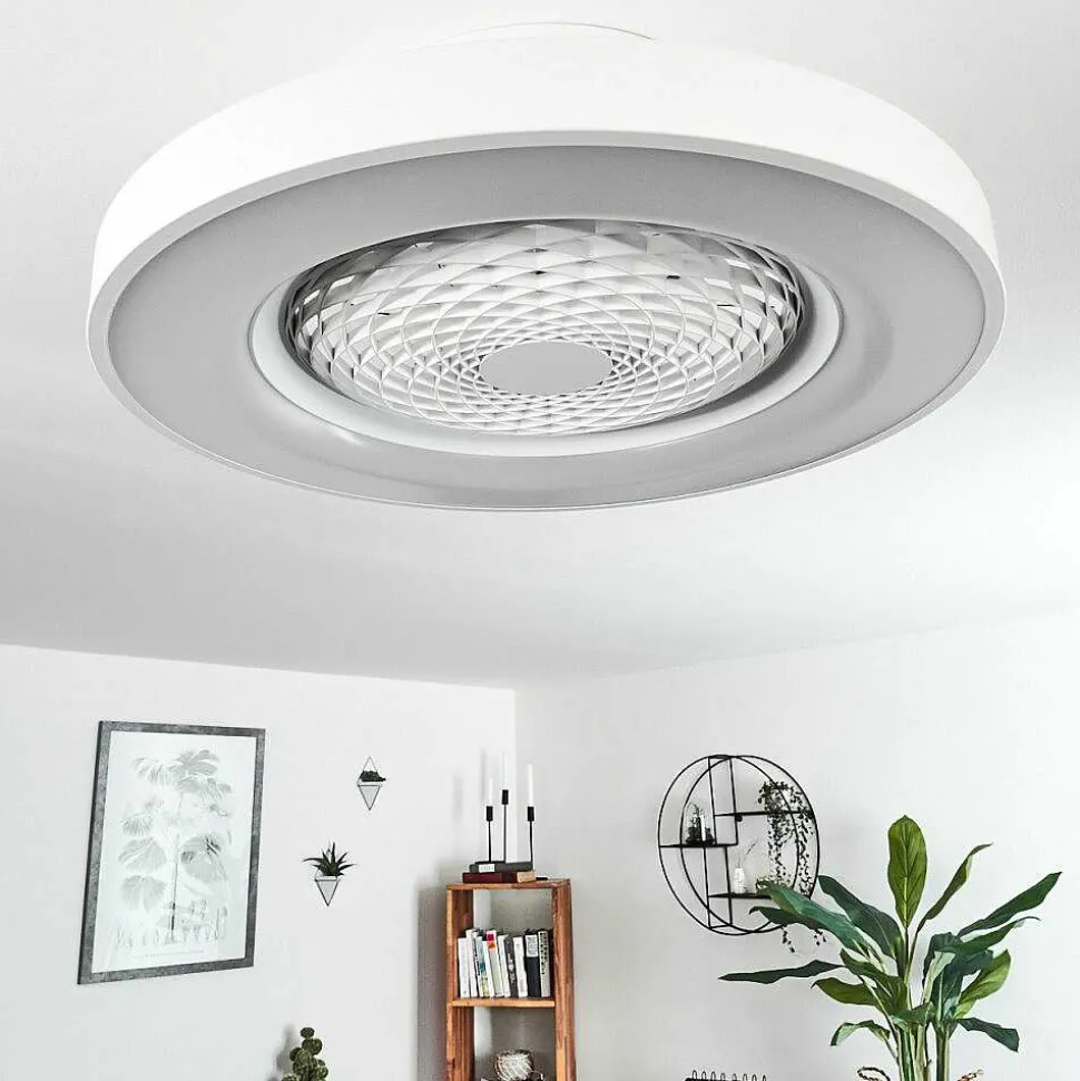 Ventilateur De Plafond Penon Led Blanc, 1 Lumiere, Telecommandes