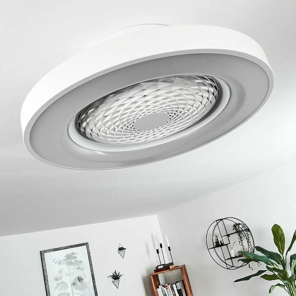 Ventilateur De Plafond Penon Led Blanc, 1 Lumiere, Telecommandes