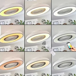 Ventilateur De Plafond Penon Led Blanc, 1 Lumiere, Telecommandes