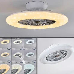 Ventilateur De Plafond Petrovac Led Chrome, Blanc, 1 Lumiere, Telecommandes