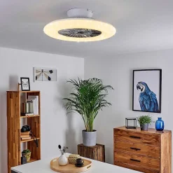 Ventilateur De Plafond Petrovac Led Chrome, Blanc, 1 Lumiere, Telecommandes