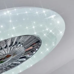 Ventilateur De Plafond Petrovac Led Chrome, Blanc, 1 Lumiere, Telecommandes