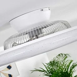 Ventilateur De Plafond Petrovac Led Chrome, Blanc, 1 Lumiere, Telecommandes