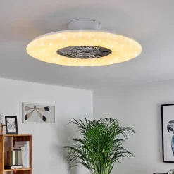 Ventilateur De Plafond Petrovac Led Chrome, Blanc, 1 Lumiere, Telecommandes